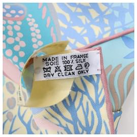 Hermès-Hermes Carré 90 "Under The Waves" 100% Silk Scarf-Blue