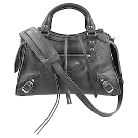 Balenciaga-Balenciaga Mini Neo Classic City Leather 2Way Handbag in Grey 679231-Grey