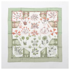 Hermès-Hermès Carré 90 "Herbier de Gavarnie" 100% Silk Scarf-Green