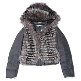 Fendi-Fendi Wool-Blend Puffer Jacket with Fur Trim, Size 40-Other