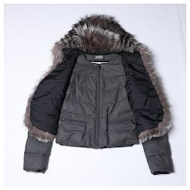 Fendi-Fendi Wool-Blend Puffer Jacket with Fur Trim, Size 40-Other