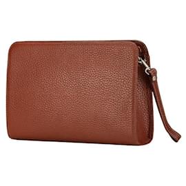 Burberry-Burberry Leather Shadow Horse Clutch Bag-Brown