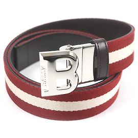 Bally Reversible Leather Belt Silver Buckle Silvery Metallic