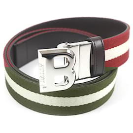 Bally-Bally Reversible Leather Belt Silver Buckle-Silvery,Metallic