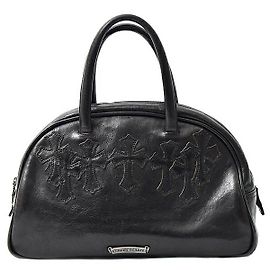 Borsa da palestra in pelle Chrome Hearts con patch croce del cimitero Nero