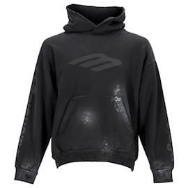 Balenciaga-Balenciaga 3B Stencil Distressed Hoodie in Black Cotton-Black
