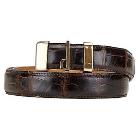 Alfred Dunhill Cinto de couro com estampado de crocodilo Dunhill Marrom