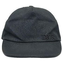 Christian Dior Gorra de algodón negra con logo bordado de Dior Negro
