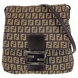 Fendi-Fendi Zucchino Canvas Crossbody Bag-Brown