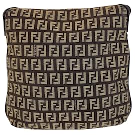 Fendi-Fendi Zucchino Canvas Crossbody Bag-Brown