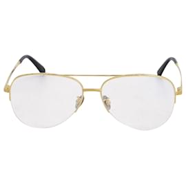 Cartier-Óculos aviador meia armação Cartier em metal dourado-Dourado,Metálico