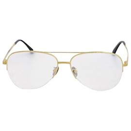 Cartier-Óculos aviador meia armação Cartier em metal dourado-Dourado,Metálico