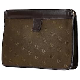 Christian Dior-Dior Nylon Leather Clutch Bag-Brown