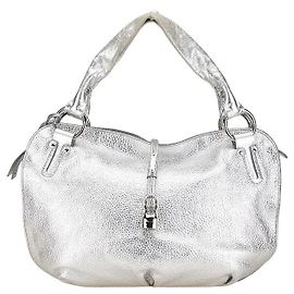 Céline Celine Leather Bittersweet Handbag Silver Silvery Metallic