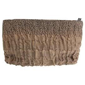 Prada-Prada Brown Cotton Logo Clutch Bag-Brown