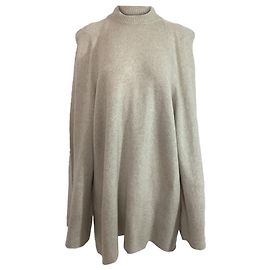 Oversized Pullover mit Stehkragen aus grauer Kaschmirwolle von Rick Owens Grau
