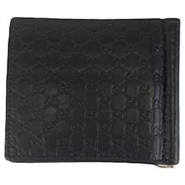 Gucci-Gucci Leather Microguccissima Card Case-Black