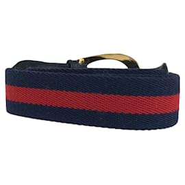 Gucci-Cinto G Logo de algodão Gucci azul marinho e vermelho-Azul