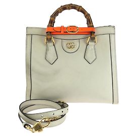 Bolso de cuero Gucci Bamboo Diana Small Blanco