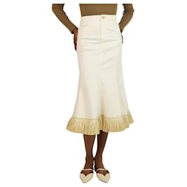Autre Marque-Cream fringed midi skirt - size UK 4-Cream