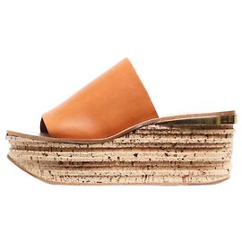 Chloé Tan Camille leather platform mules - size EU 40 Brown