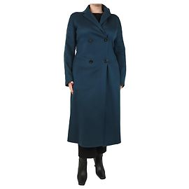 Colombo Teal cashmere double-breasted coat - size UK 14 Blue