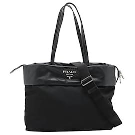 Prada-Black Tessuto nylon & leather 2way tote bag-Black