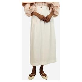 Autre Marque-Cream linen A-line midi skirt - size XS-Cream
