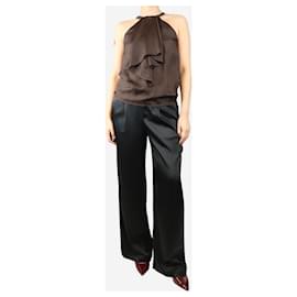 Autre Marque-Black satin wide-leg trousers - size S-Black