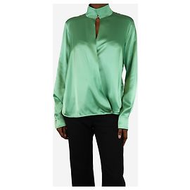 Victoria Beckham Camicia verde in seta con nodo frontale - taglia UK 6 Verde