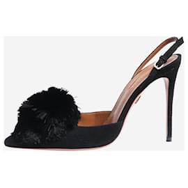 Aquazzura-Black Powder puff slingback mules - size EU 37.5-Black