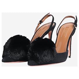 Aquazzura-Black Powder puff slingback mules - size EU 37.5-Black