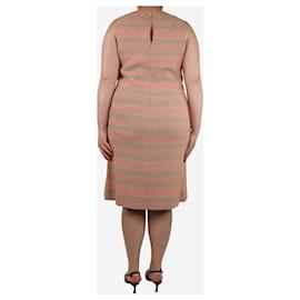 Chanel-Pink tweed striped pocket dress - size UK 16-Pink