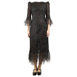 The Vampire's Wife Schwarzes Falconetti Glitzer-Tüll-Maxikleid - Größe UK 10 Schwarz