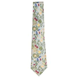 Hermès-Light blue silk printed tie-Blue