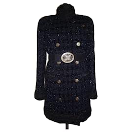 Chanel-14K$ Paris / Shanghai Black Belted Tweed Coat-Black