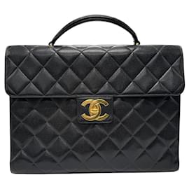 Chanel-Chanel Black Caviar Leather Handbag-Black