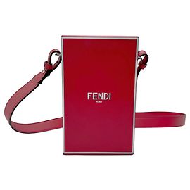 Borsa a spalla in pelle rosso scuro e bianco Fendi Bianco Bordò