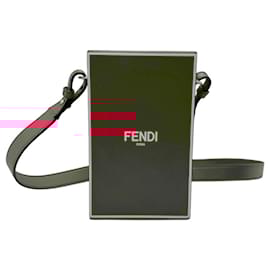 Fendi-Fendi Dark Red and White Leather Shoulder Bag-White,Dark red