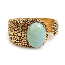 Fendi-Fendi Gold and Green Bangle-Golden