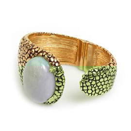 Fendi-Fendi Gold and Green Bangle-Golden
