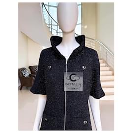 Chanel-New Iconic GLobalization Black Tweed Jacket Dress 36 FR-Black