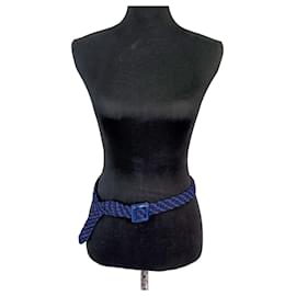 Yves Saint Laurent-YSL women's blue vintage 80s rope belt-Blue