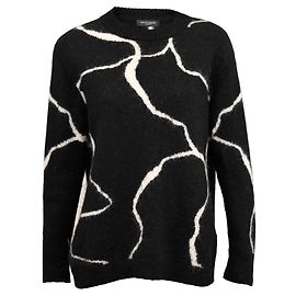 Suéter de mohair com padrão abstrato, malha grossa e corte relaxado da Bruuns Bazaar Preto Branco