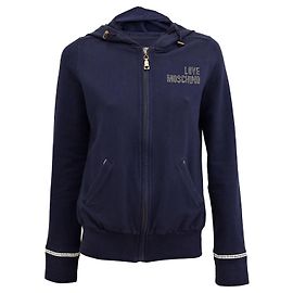 Love Moschino Kapuzenpullover mit Reißverschluss in Marineblau Größe M Marineblau