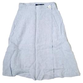 Ralph Lauren-POLO RALPH LAUREN Linen Wrap Skirt Blue-Other