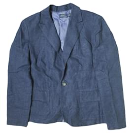 Ralph Lauren-POLO RALPH LAUREN Linen Single Button Blazer-Blue