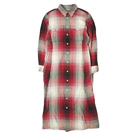 Vestido de cuadros con cinturón de mezcla de algodón Polo Ralph Lauren Roja