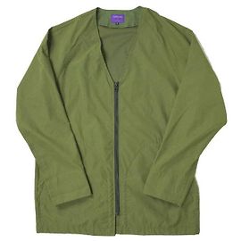 Autre Marque Giacca camicia con zip verde oliva a collo a V dell'esercito Verde oliva