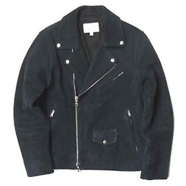 Autre Marque Suede Double Riders Jacket M Navy Leather Outerwear Other